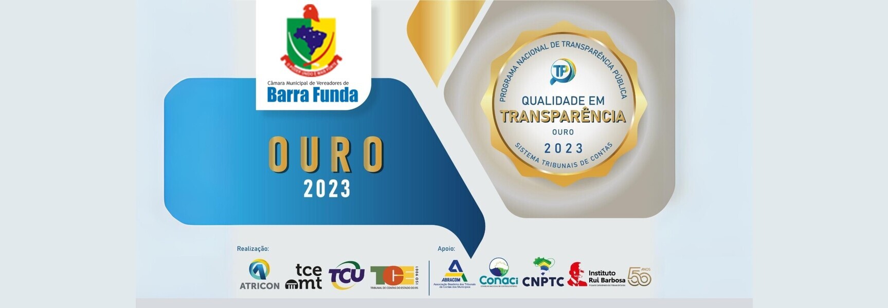 O Poder Legislativo de Barra Funda é SELO OURO no Programa Nacional de Transparência Pública.